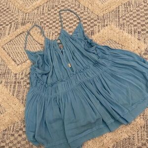 Altar'd State Flowy Blue Strappy Summer Tank Beach Blouse Medium NWT